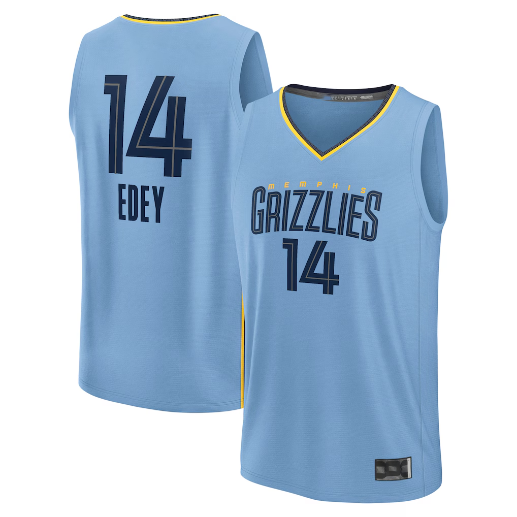 Blackjersey M.Grizzlies #14 Zach Edey Light Blue Fast Break Replica Player Stitched Jerseys- Statement Edition