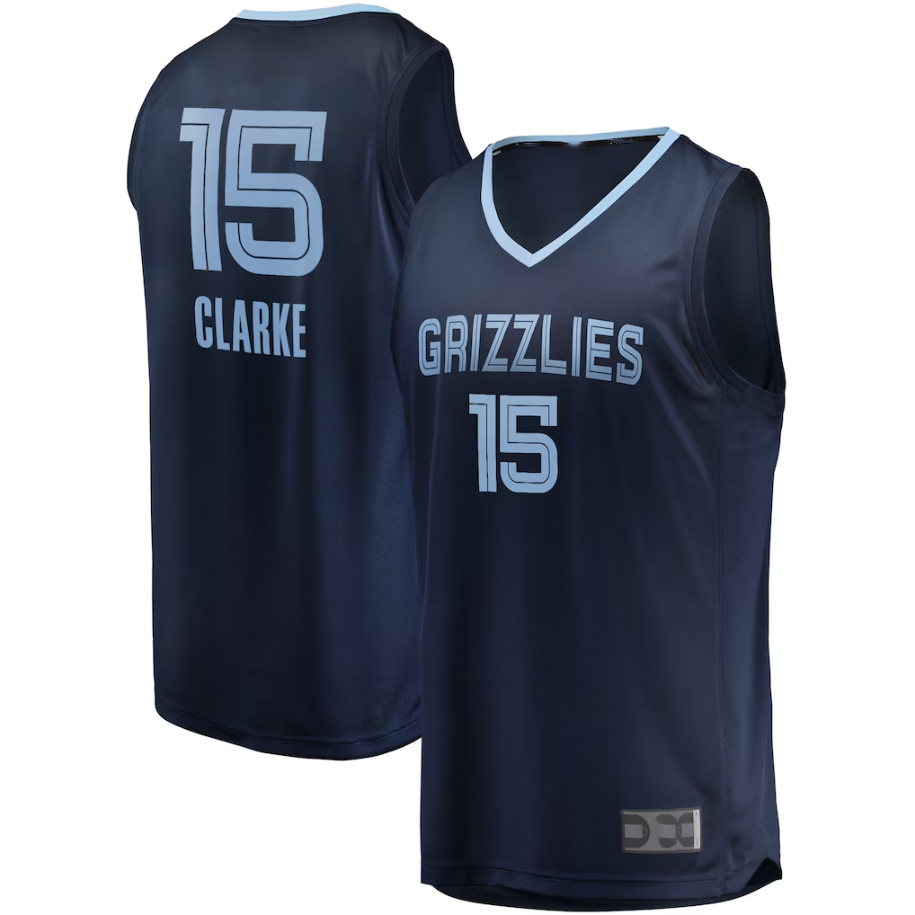 Blackjersey M.Grizzlies #15 Brandon Clarke Navy Fast Break Replica Stitched Jerseys- Icon Edition
