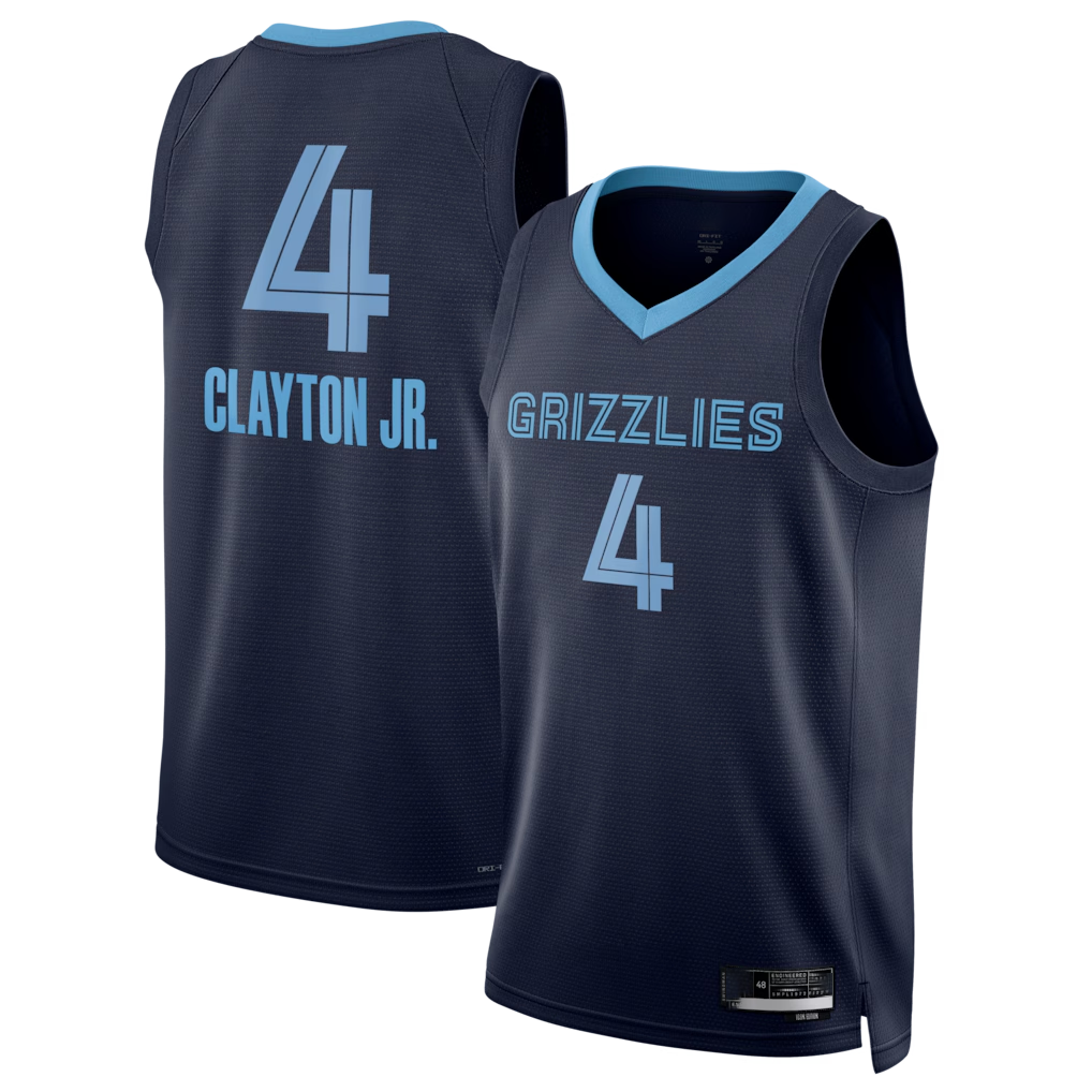 Blackjersey M.Grizzlies #4 Walter Clayton Jr. Navy Swingman Stitched Jerseys- Icon Edition