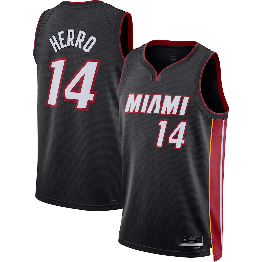 Blackjersey M.Heat #14 Tyler Herro Black Swingman Jerseys - Icon Edition