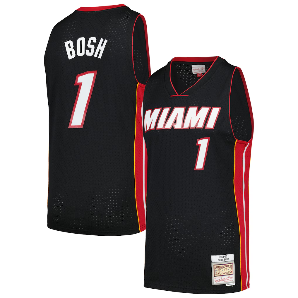 Blackjersey M.Heat #1 Chris Bosh  Mitchell & Ness Black 201213 Hardwood Classics Swingman Jerseys