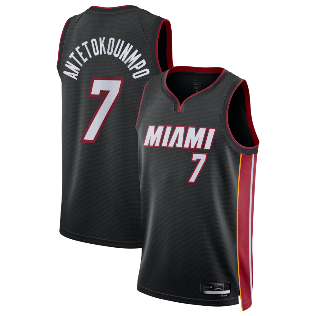 Blackjersey M.Heat #7 Giannis Antetokounmpo Black Swingman Jerseys - Icon Edition