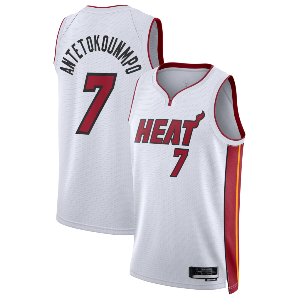 Blackjersey M.Heat #7 Giannis Antetokounmpo White Swingman Jerseys - Association Edition