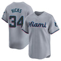 Blackjersey M.Marlins #34 Liam Hicks Player Gray Home Limited Stitched Jerseys