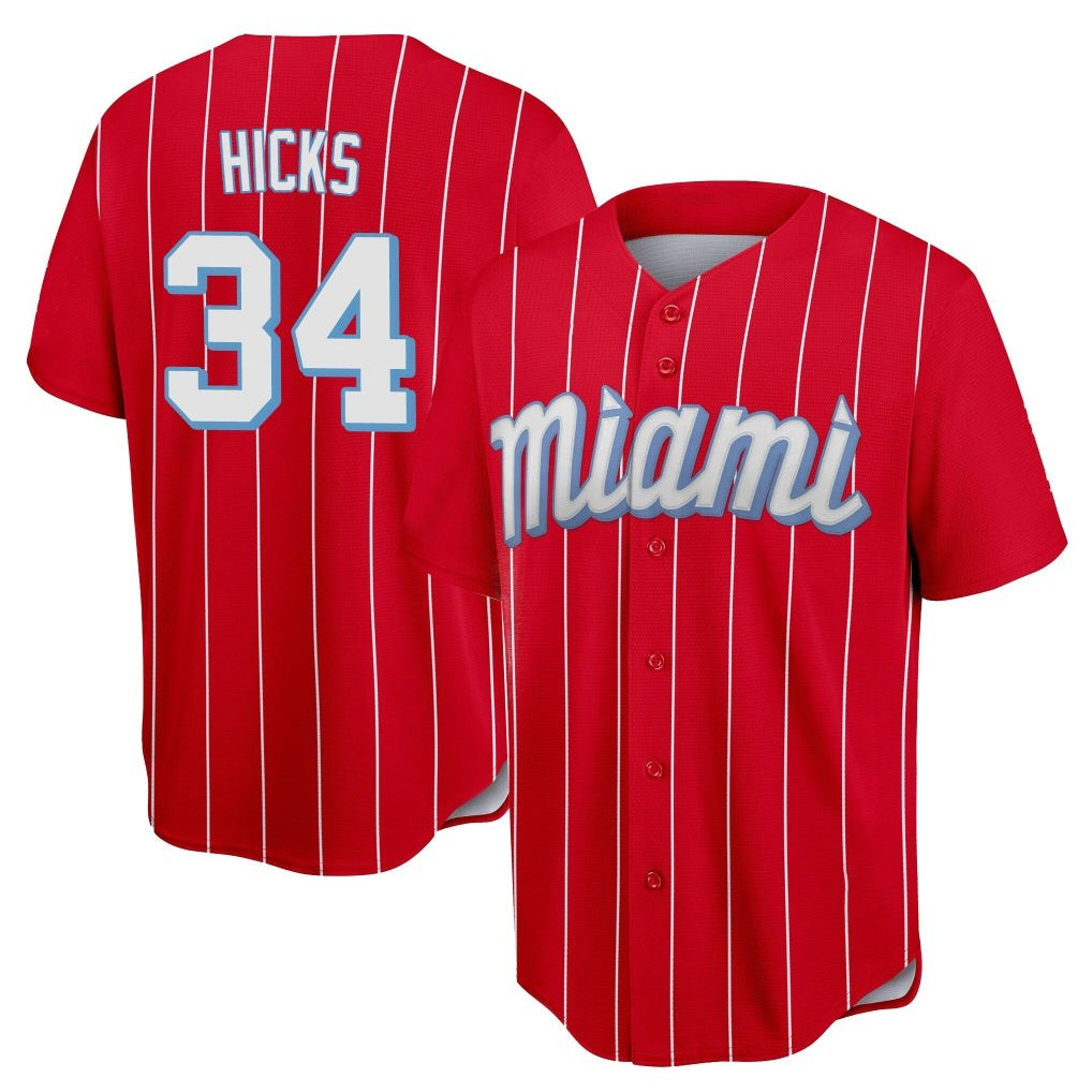Blackjersey M.Marlins #34 Liam Hicks Player Red City Connect Home Game Stitched Jerseys