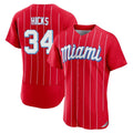 Blackjersey M.Marlins #34 Liam Hicks Player Red City Connect Home Limited Elite Stitched Jerseys