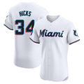 Blackjersey M.Marlins #34 Liam Hicks Player White  Home Limited Elite Stitched Jerseys