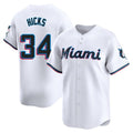 Blackjersey M.Marlins #34 Liam Hicks Player White  Home Limited Stitched Jerseys