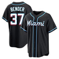 Blackjersey M.Marlins #37 Anthony Bender Player Black Fashion Out Home Game Stitched Jerseys