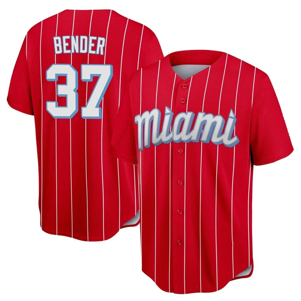Blackjersey M.Marlins #37 Anthony Bender Player Red City Connect Home Game Stitched Jerseys