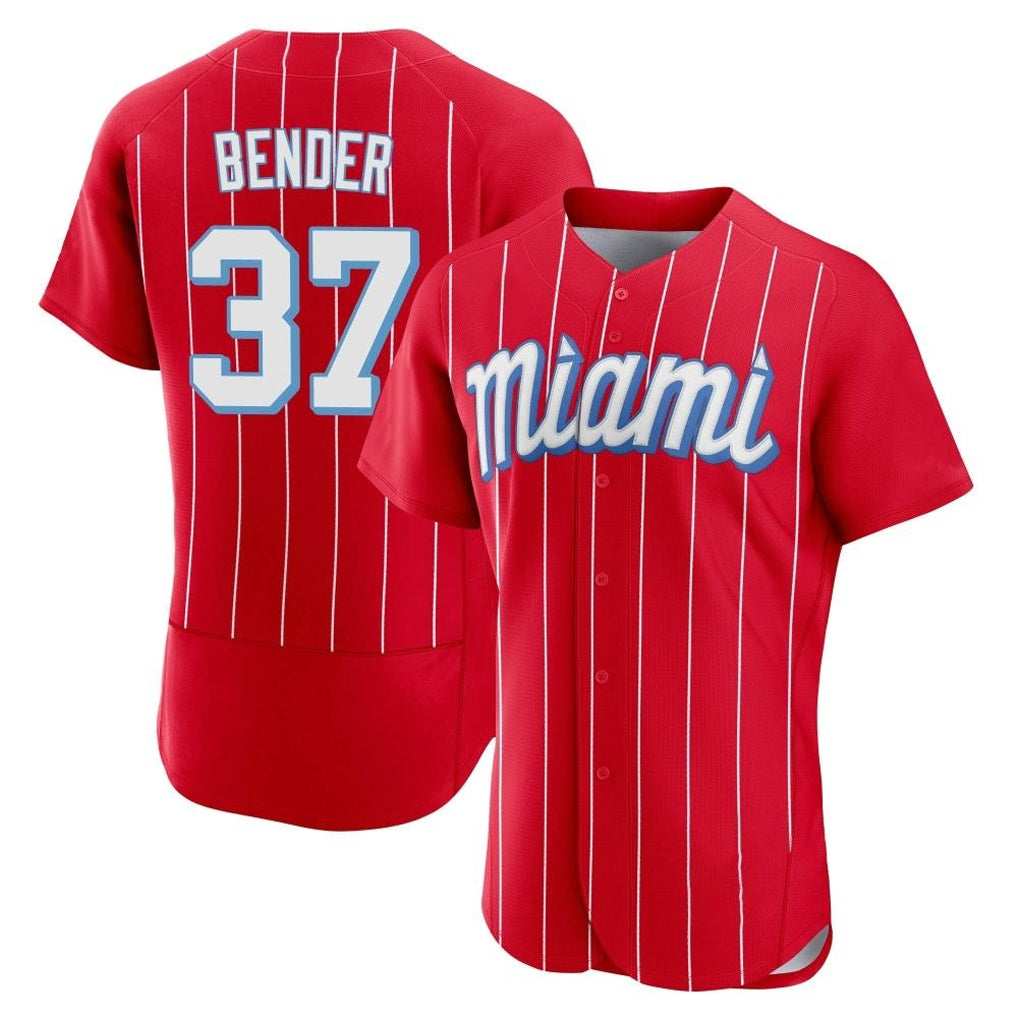 Blackjersey M.Marlins #37 Anthony Bender Player Red City Connect Home Limited Elite Stitched Jerseys