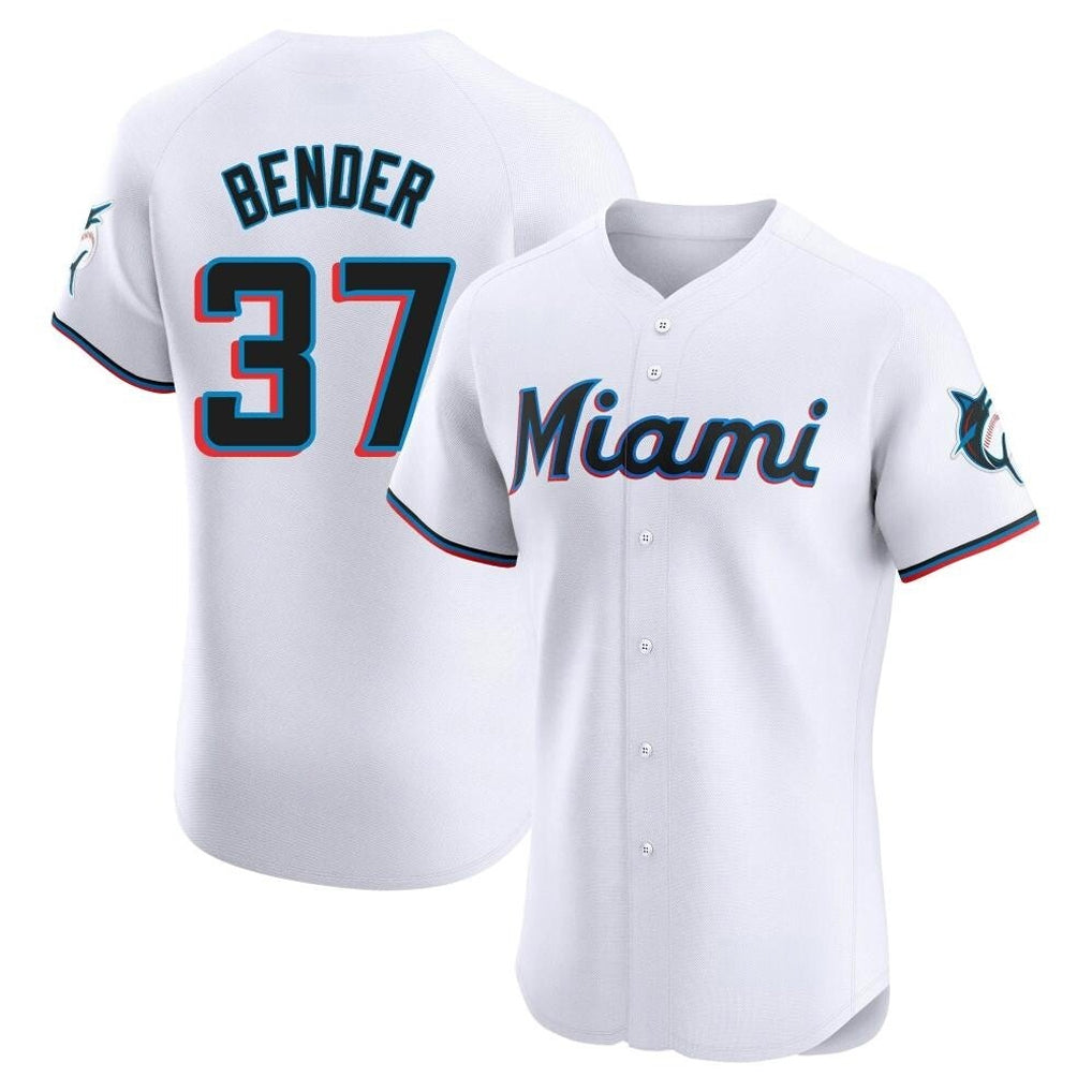 Blackjersey M.Marlins #37 Anthony Bender Player White  Home Limited Elite Stitched Jerseys