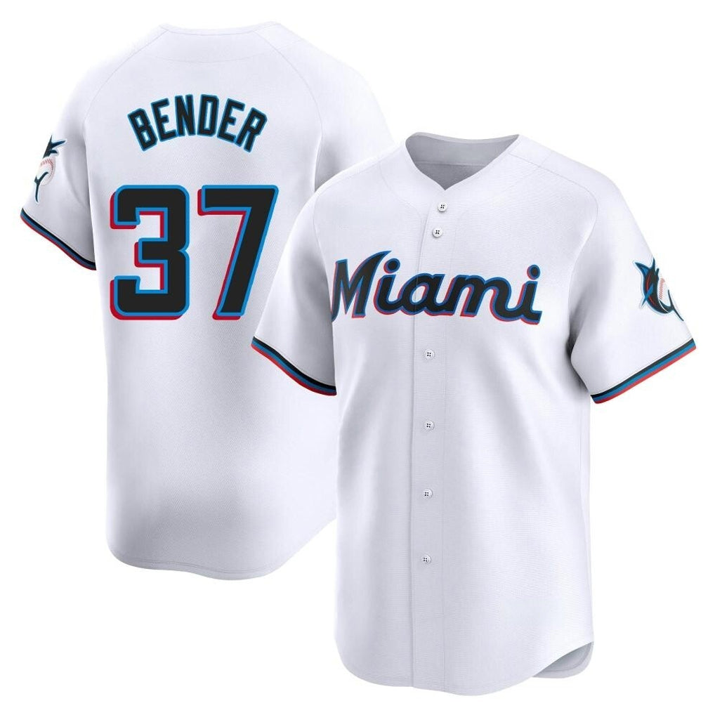 Blackjersey M.Marlins #37 Anthony Bender Player White  Home Limited Stitched Jerseys