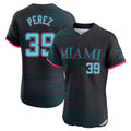 Blackjersey M.Marlins #39 Eury Perez Player Black City Connect Home Limited Elite Stitched Jerseys