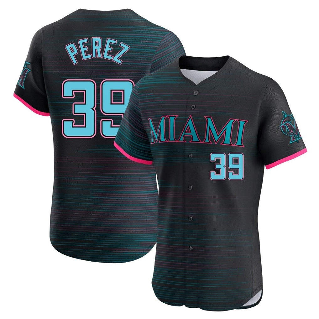 Blackjersey M.Marlins #39 Eury Perez Player Black City Connect Home Limited Elite Stitched Jerseys