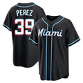 Blackjersey M.Marlins #39 Eury Perez Player Black Fashion Out Home Game Stitched Jerseys