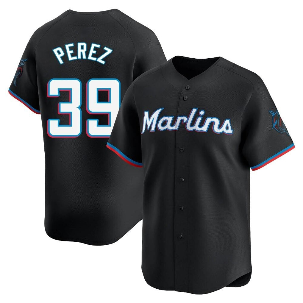 Blackjersey M.Marlins #39 Eury Perez Player Black  Home Limited Stitched Jerseys