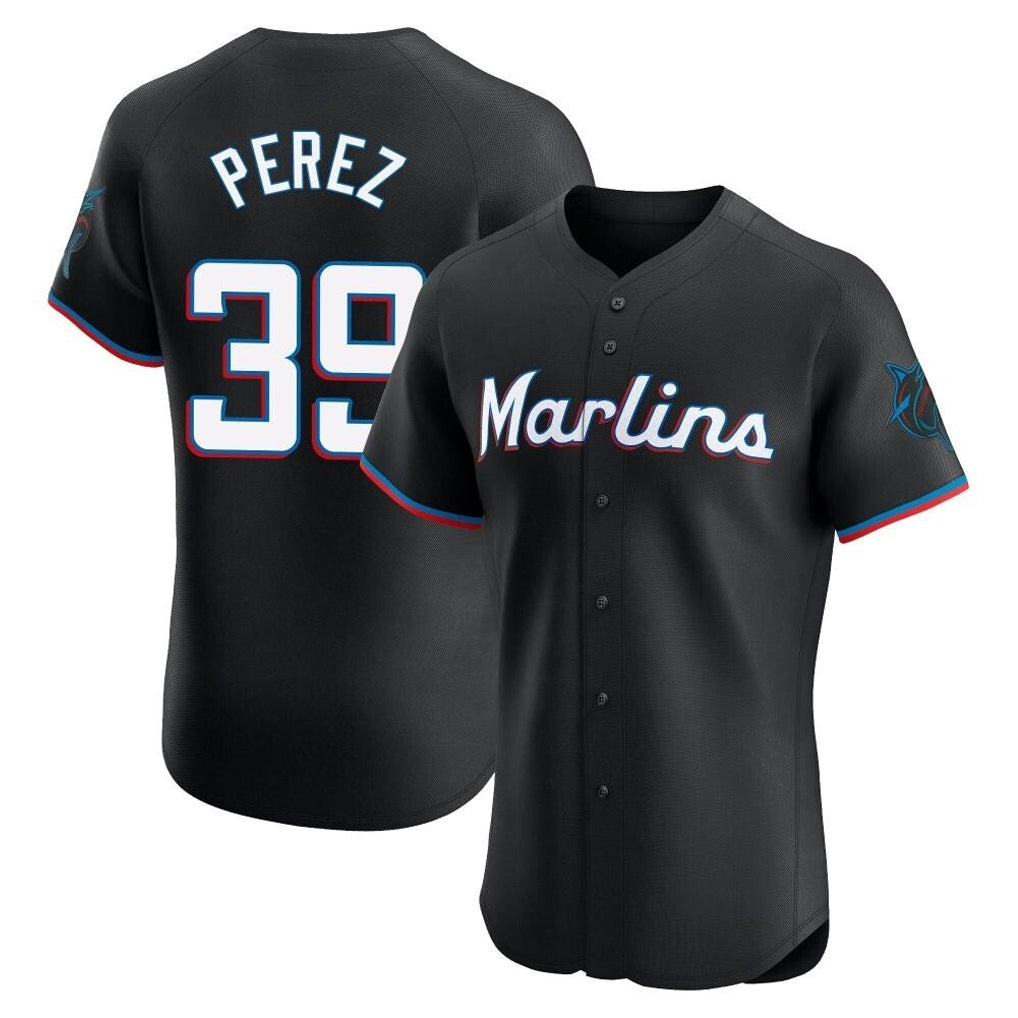 Blackjersey M.Marlins #39 Eury Perez Player Black Vapor Home Limited Elite Stitched Jerseys