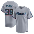 Blackjersey M.Marlins #39 Eury Perez Player Gray Home Limited Stitched Jerseys