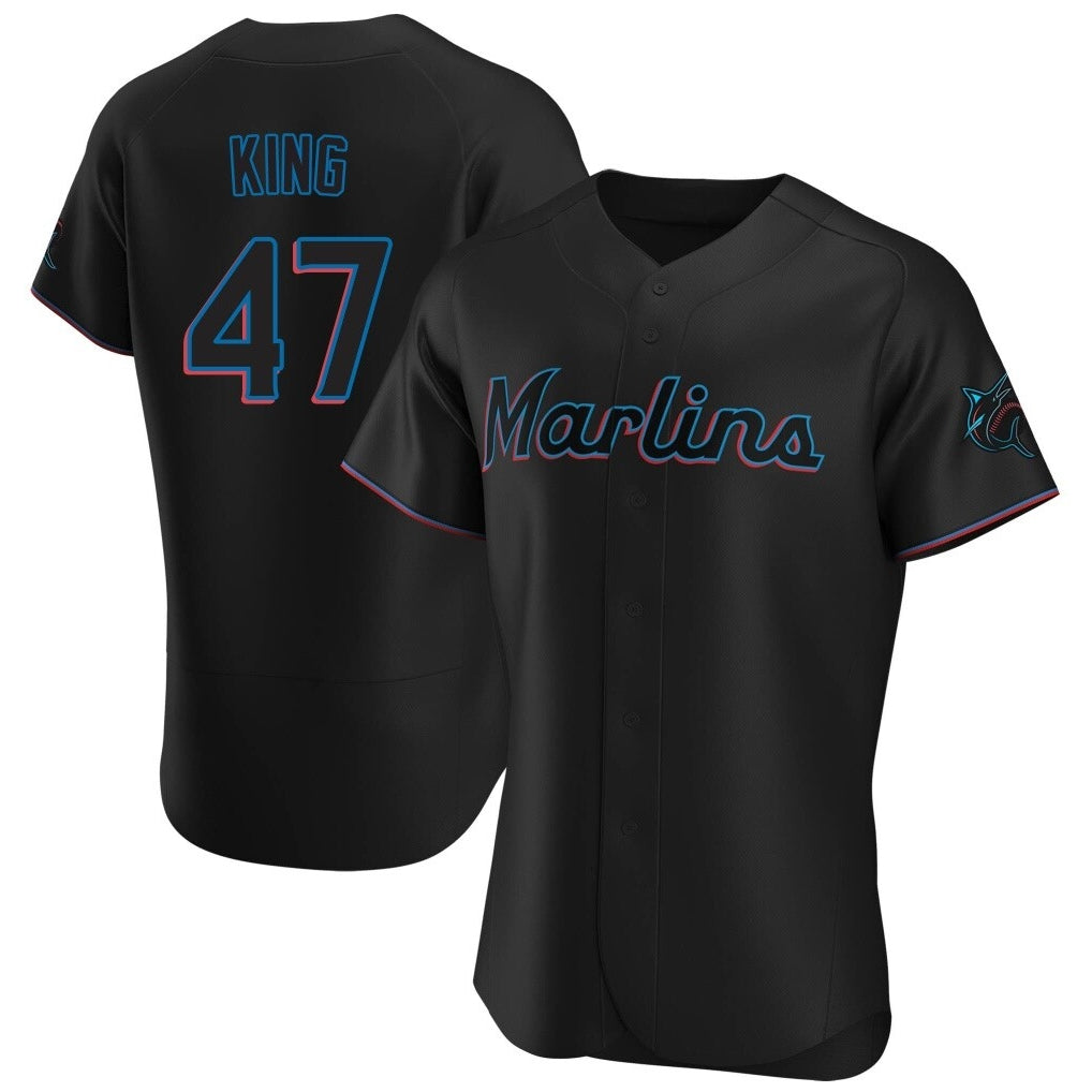 Blackjersey M.Marlins #47 John King Player Black Home Limited Elite Stitched Jerseys