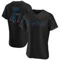 Blackjersey M.Marlins #47 John King Player Black Home Limited Elite Stitched Jerseys
