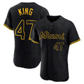 Blackjersey M.Marlins #47 John King Player Black Snake Skin City Home Limited Elite Stitched Jerseys