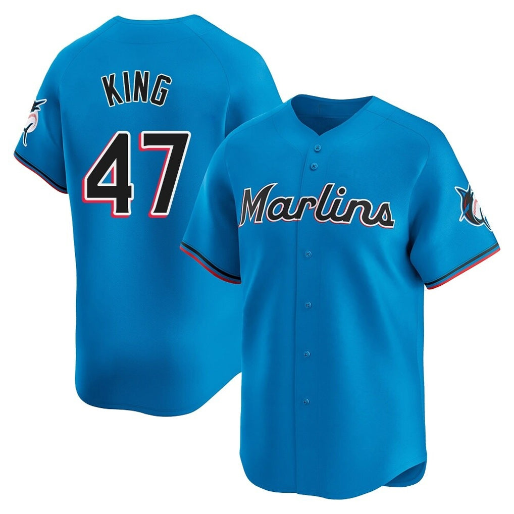 Blackjersey M.Marlins #47 John King Player Blue Home Limited Stitched Jerseys