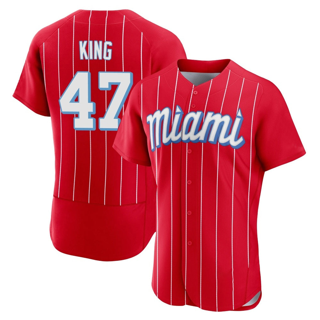 Blackjersey M.Marlins #47 John King Player Red City Connect Home Limited Elite Stitched Jerseys