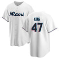 Blackjersey M.Marlins #47 John King Player White  Home Game Stitched Jerseys