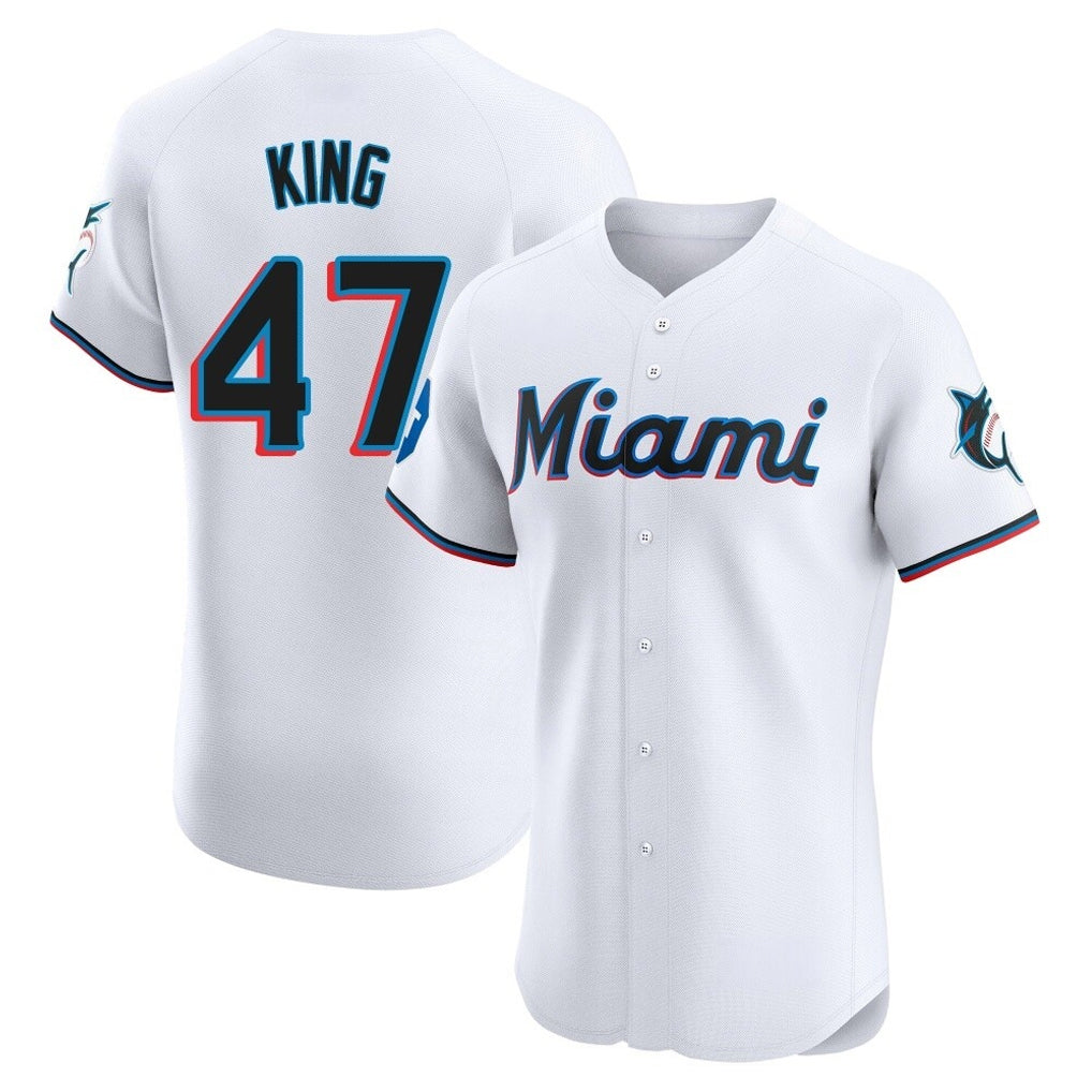 Blackjersey M.Marlins #47 John King Player White  Home Limited Elite Stitched Jerseys
