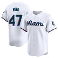 Blackjersey M.Marlins #47 John King Player White  Home Limited Stitched Jerseys