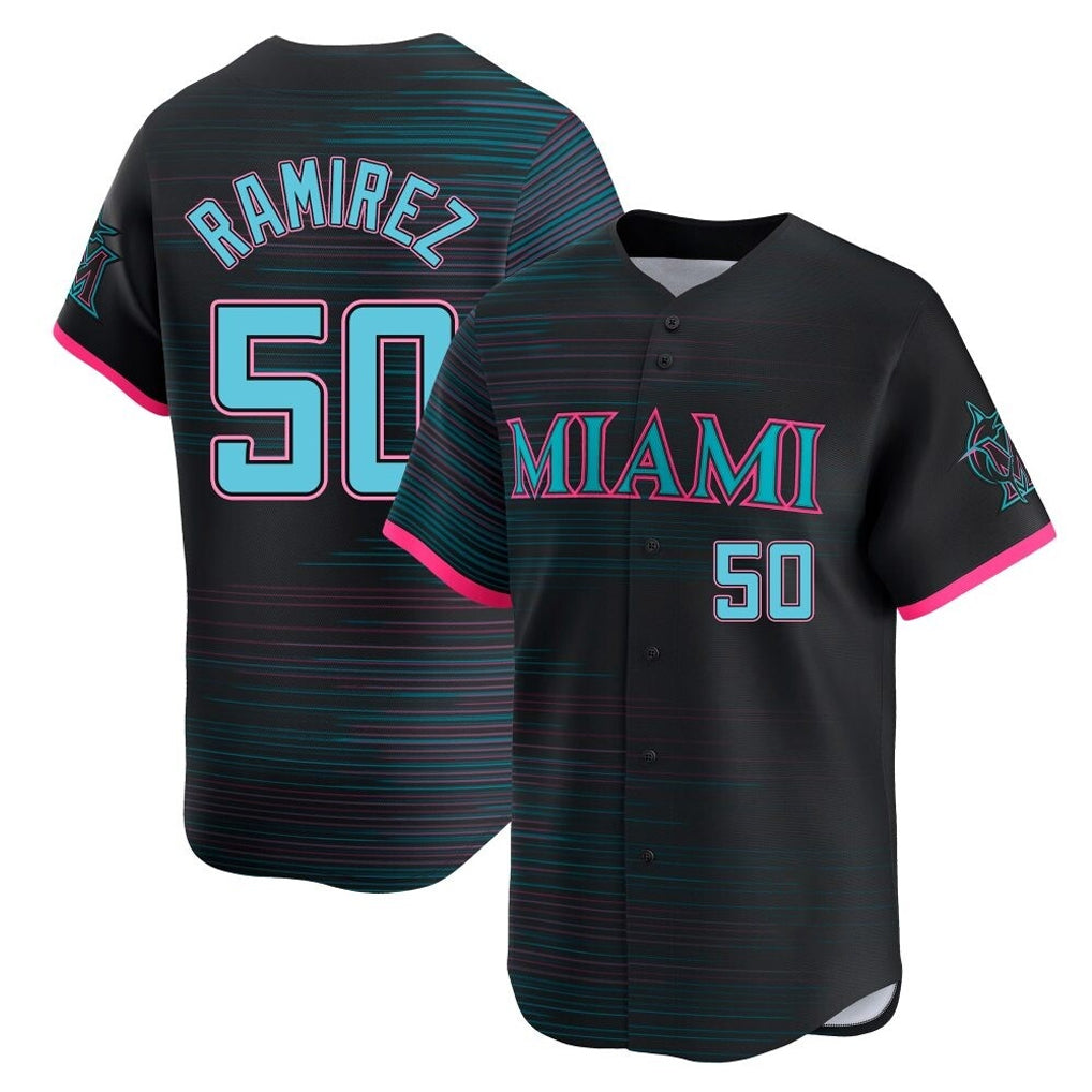 Blackjersey M.Marlins #50 Agustin Ramirez Player Black City Connect Home Limited Stitched Jerseys