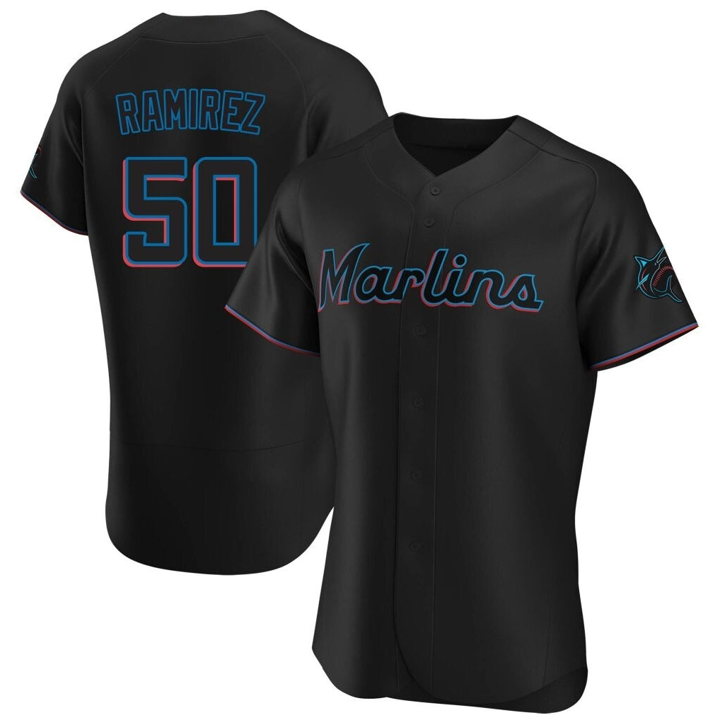 Blackjersey M.Marlins #50 Agustin Ramirez Player Black Home Limited Elite Stitched Jerseys