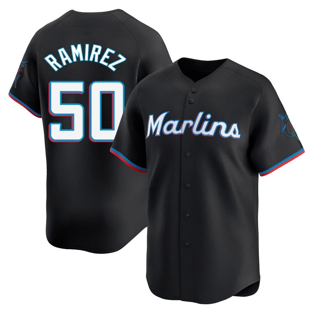 Blackjersey M.Marlins #50 Agustin Ramirez Player Black  Home Limited Stitched Jerseys