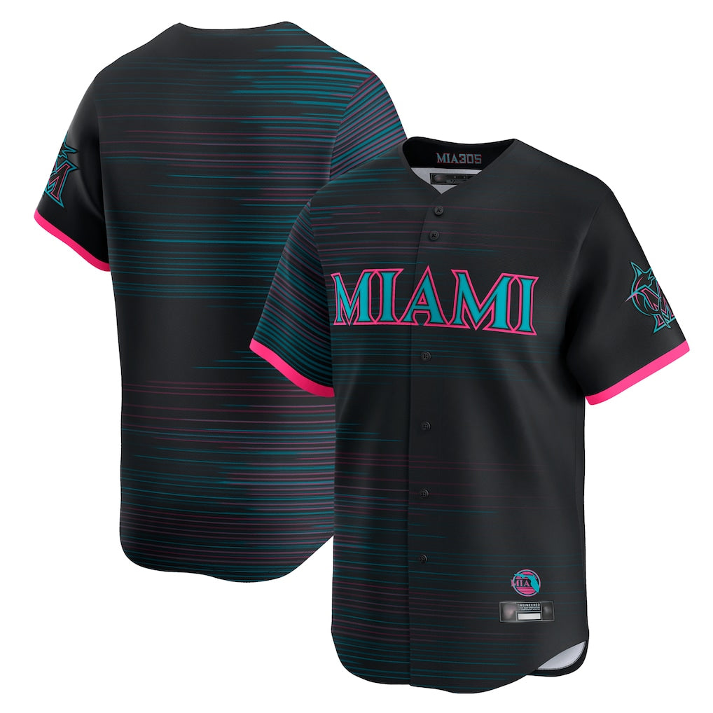 Blackjersey M.Marlins Blank Player Black City Connect Home Limited Stitched Jerseys