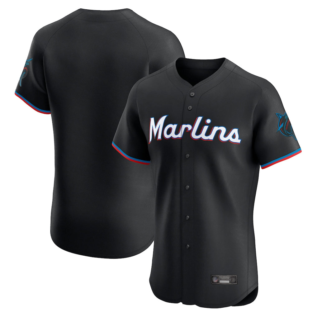 Blackjersey M.Marlins Blank Player Black Vapor Home Limited Elite Stitched Jerseys