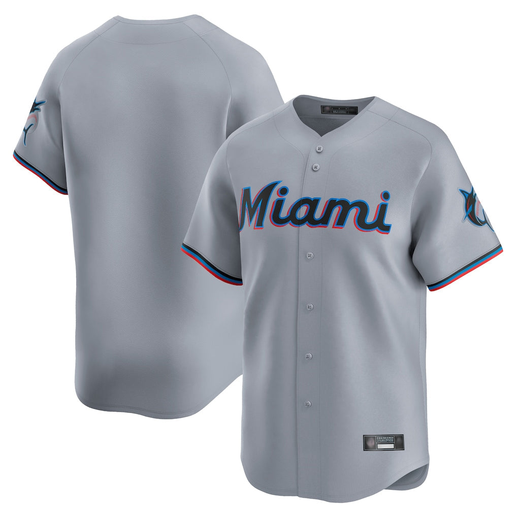 Blackjersey M.Marlins Blank Player Gray Home Limited Stitched Jerseys