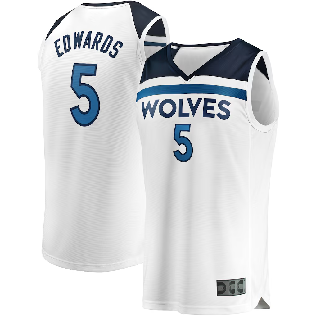 Blackjersey M.Timberwolves #5 Anthony Edwards White Fast Break Replica Player Stitched Jerseys - Association Edition