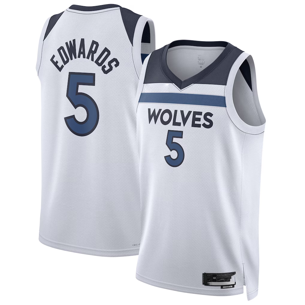 Blackjersey M.Timberwolves #5 Anthony Edwards White Swingman Stitched Jerseys - Association Edition