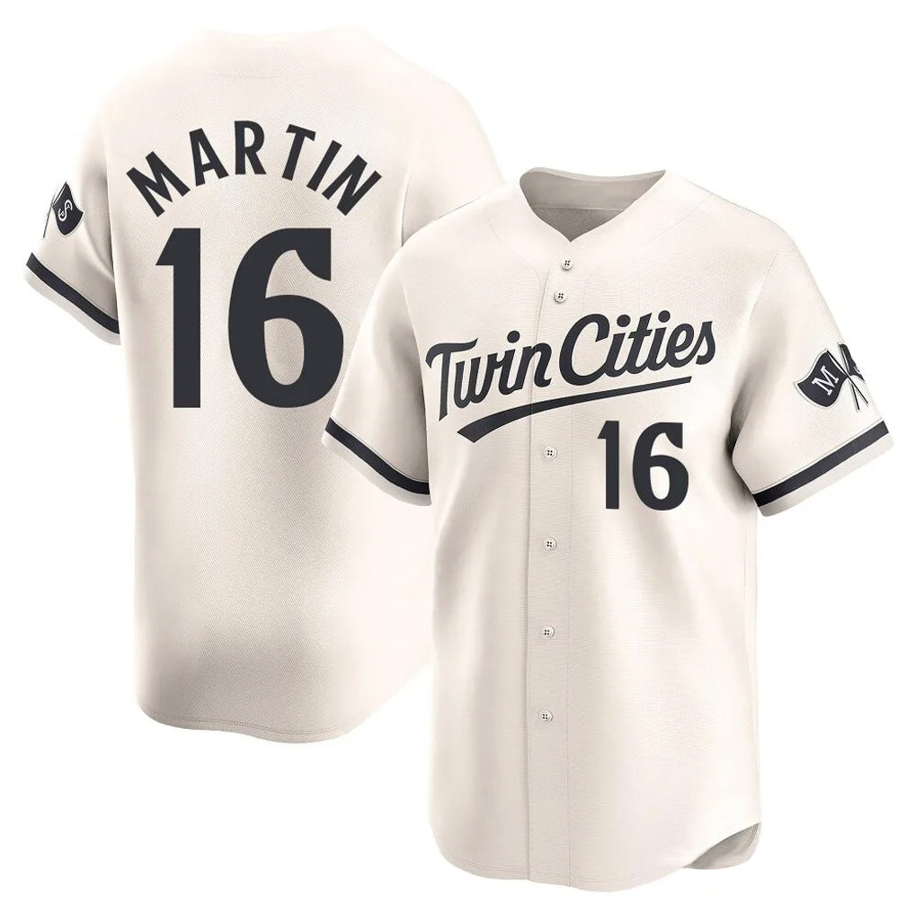 Blackjersey M.Twins #16 Austin Martin Player Cream Home Limited Stitched Jerseys