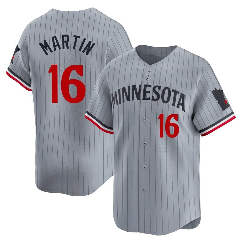 Blackjersey M.Twins #16 Austin Martin Player Gray Home Limited Stitched Jerseys