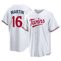 Blackjersey M.Twins #16 Austin Martin Player White Home Game Stitched Jerseys