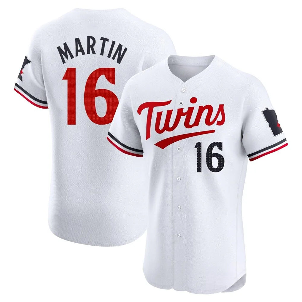 Blackjersey M.Twins #16 Austin Martin Player White Home Limited Elite Stitched Jerseys