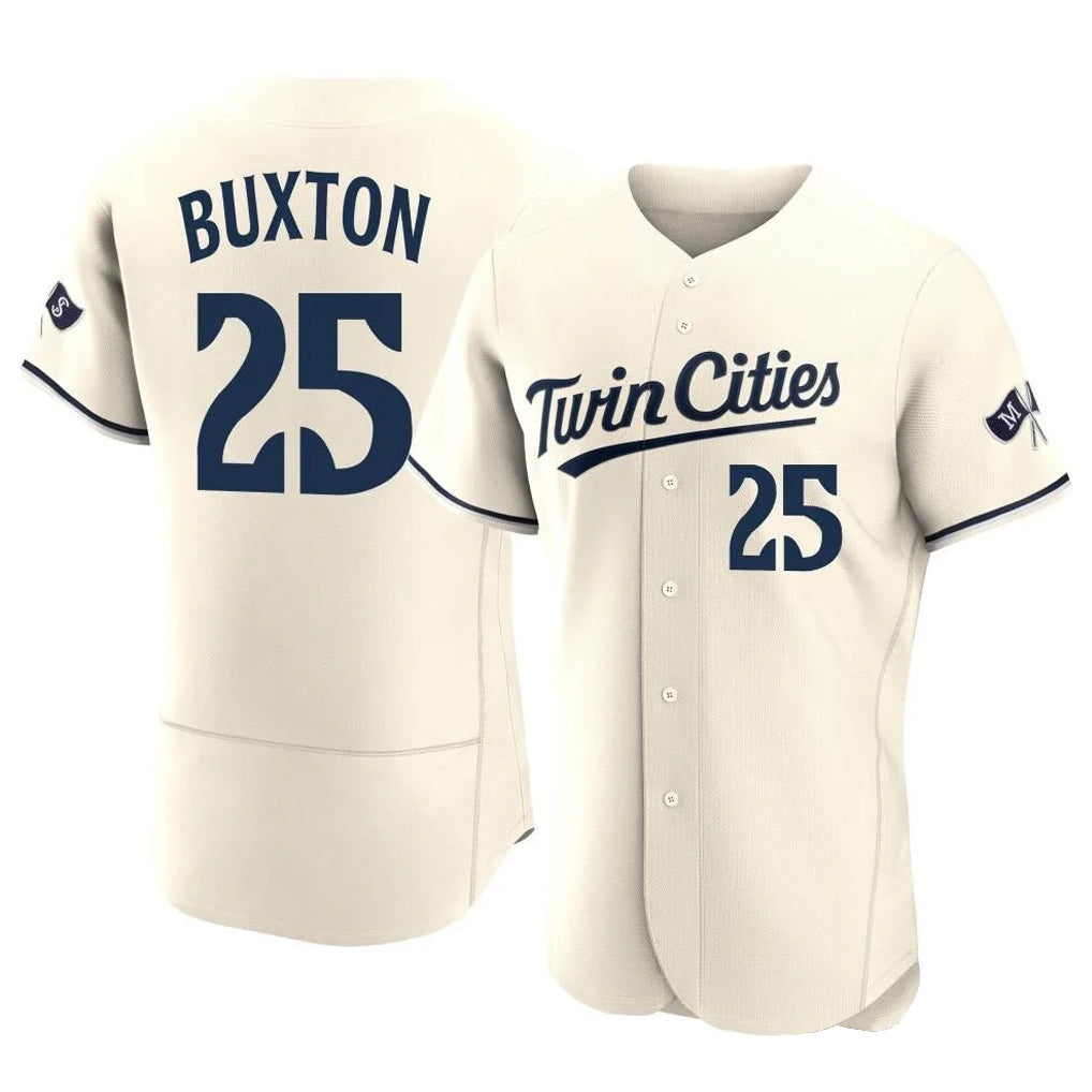 Blackjersey M.Twins #25 Byron Buxton Player Cream Home Limited Elite Stitched Jerseys