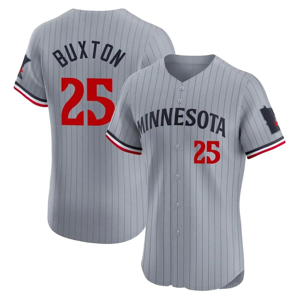 Blackjersey M.Twins #25 Byron Buxton Player Gray Home Limited Elite Stitched Jerseys