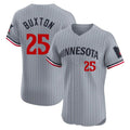 Blackjersey M.Twins #25 Byron Buxton Player Gray Home Limited Elite Stitched Jerseys