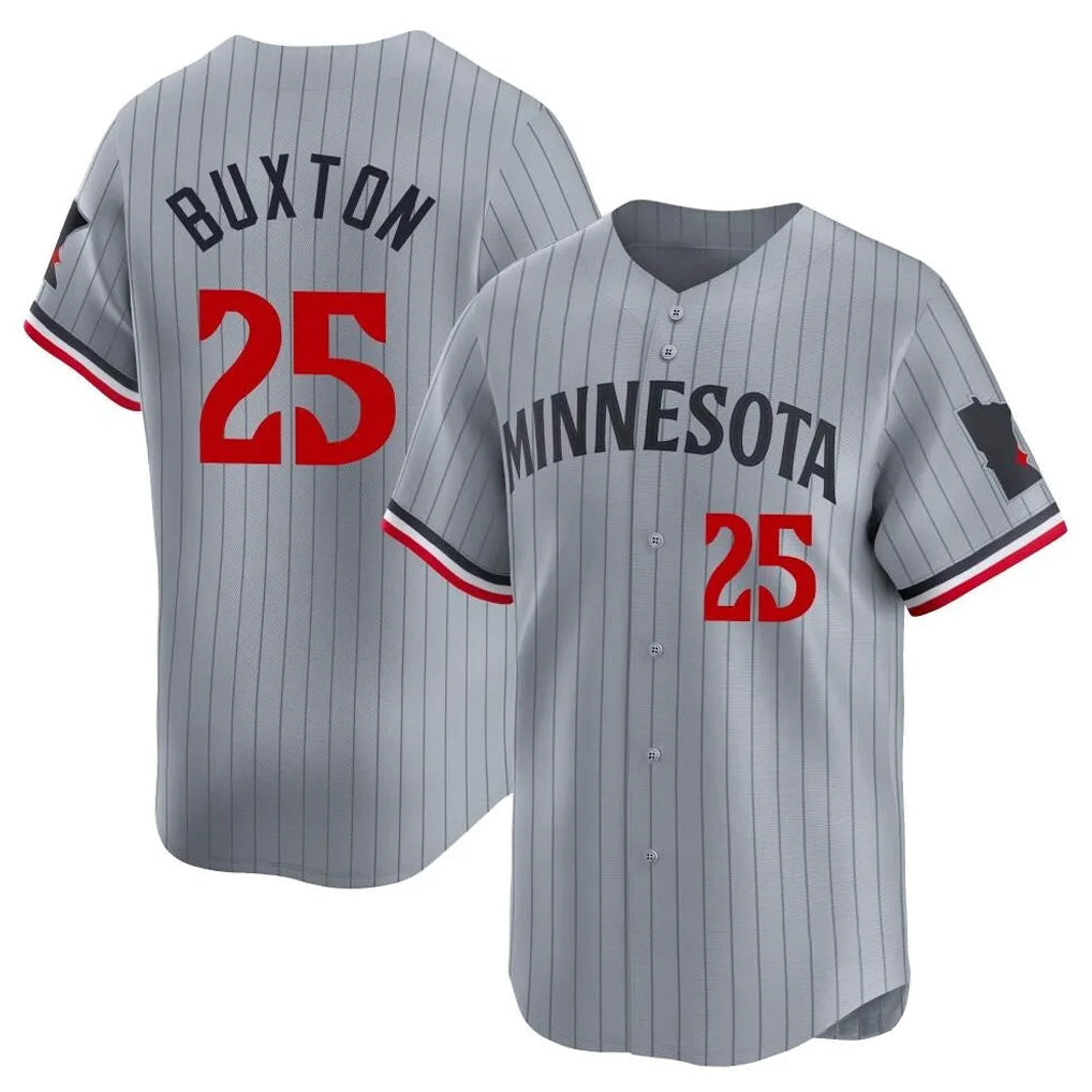 Blackjersey M.Twins #25 Byron Buxton Player Gray Home Limited Stitched Jerseys