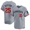 Blackjersey M.Twins #25 Byron Buxton Player Gray Home Limited Stitched Jerseys