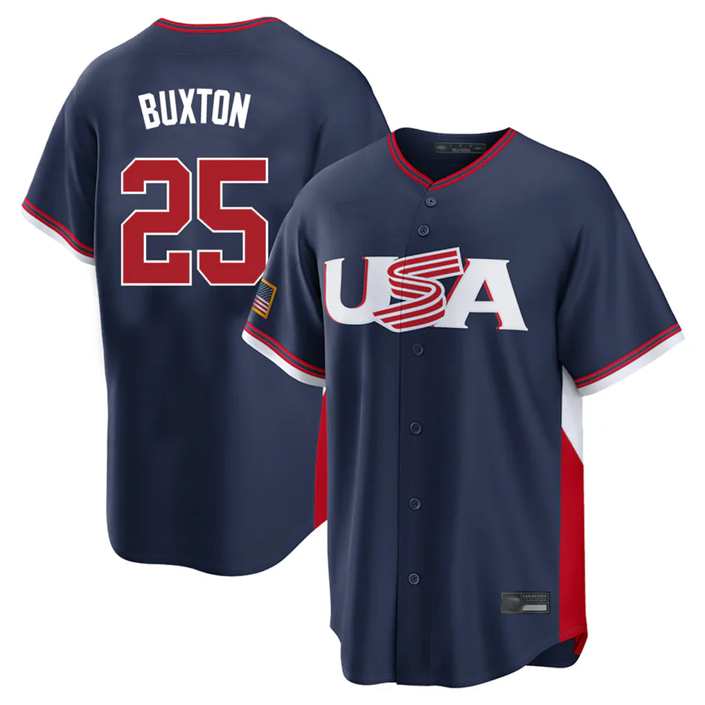 Blackjersey M.Twins #25 Byron Buxton Player Navy USA 2026 World Classic Limited Home Stitched Jerseys