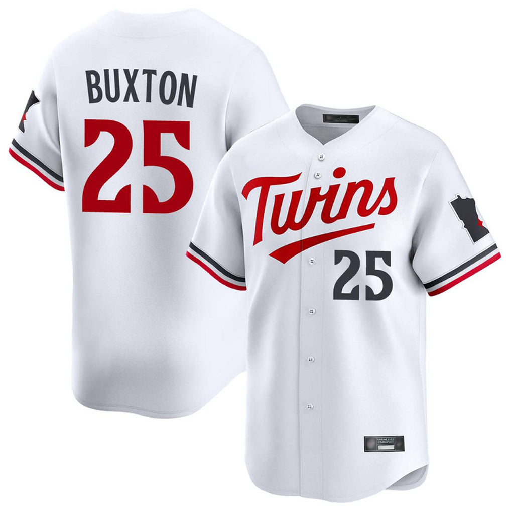Blackjersey M.Twins #25 Byron Buxton Player White Home Limited Stitched Jerseys